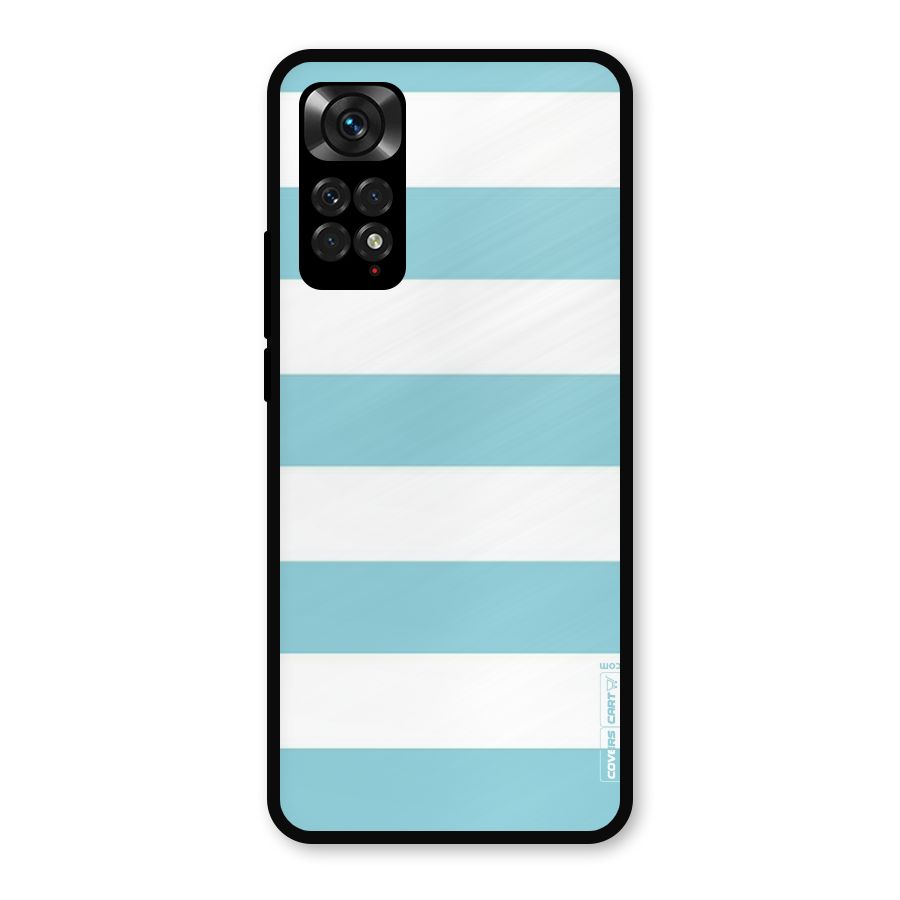 Pastel Blue White Stripes Metal Back Case for Redmi Note 11s