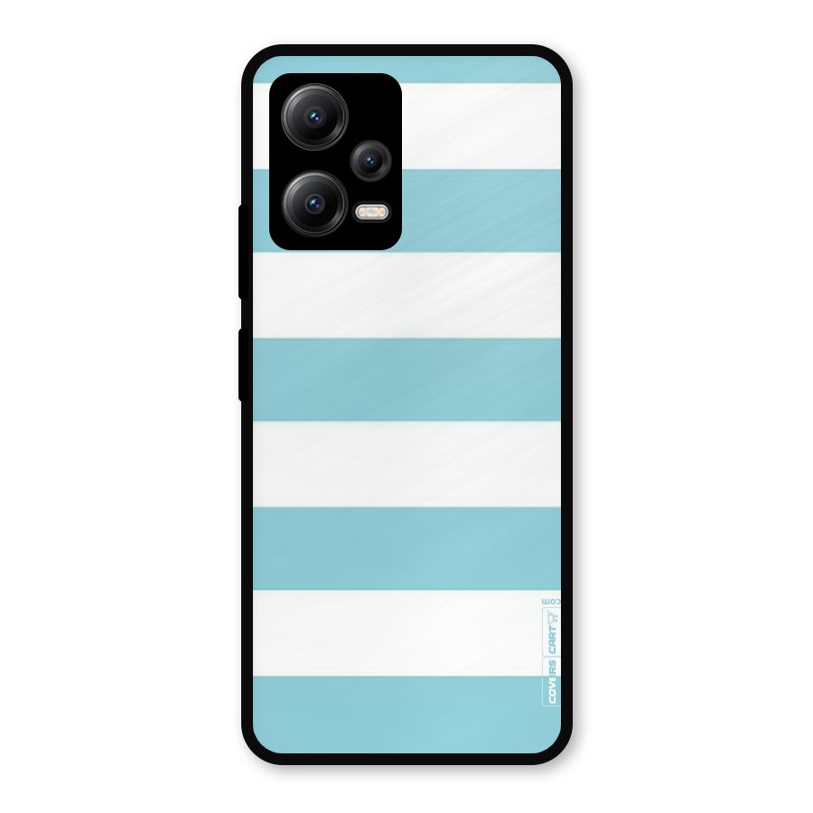 Pastel Blue White Stripes Metal Back Case for Redmi Note 12 5G
