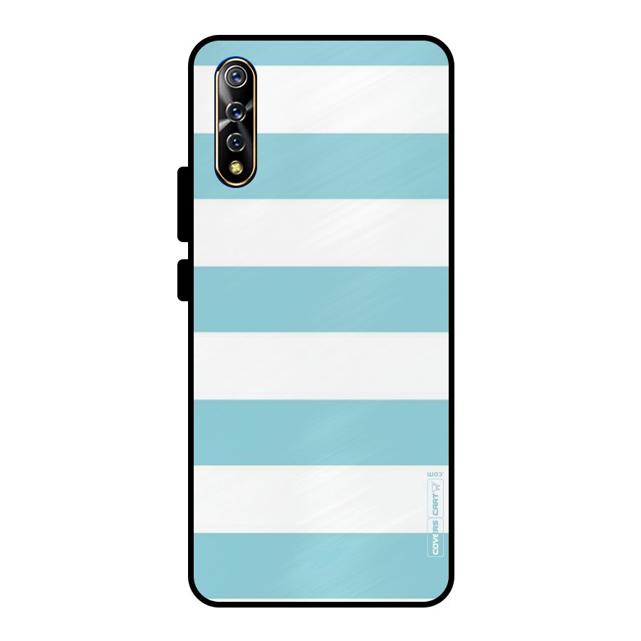 Pastel Blue White Stripes Metal Back Case for Vivo S1