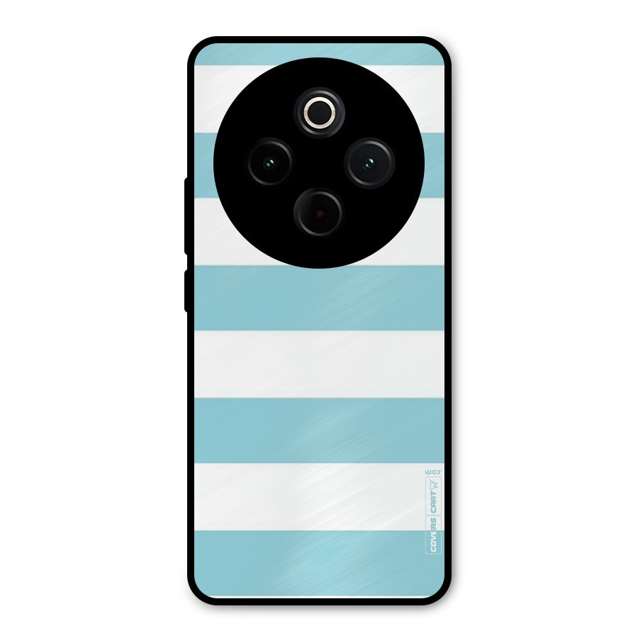 Pastel Blue White Stripes Metal Back Case for Vivo T4