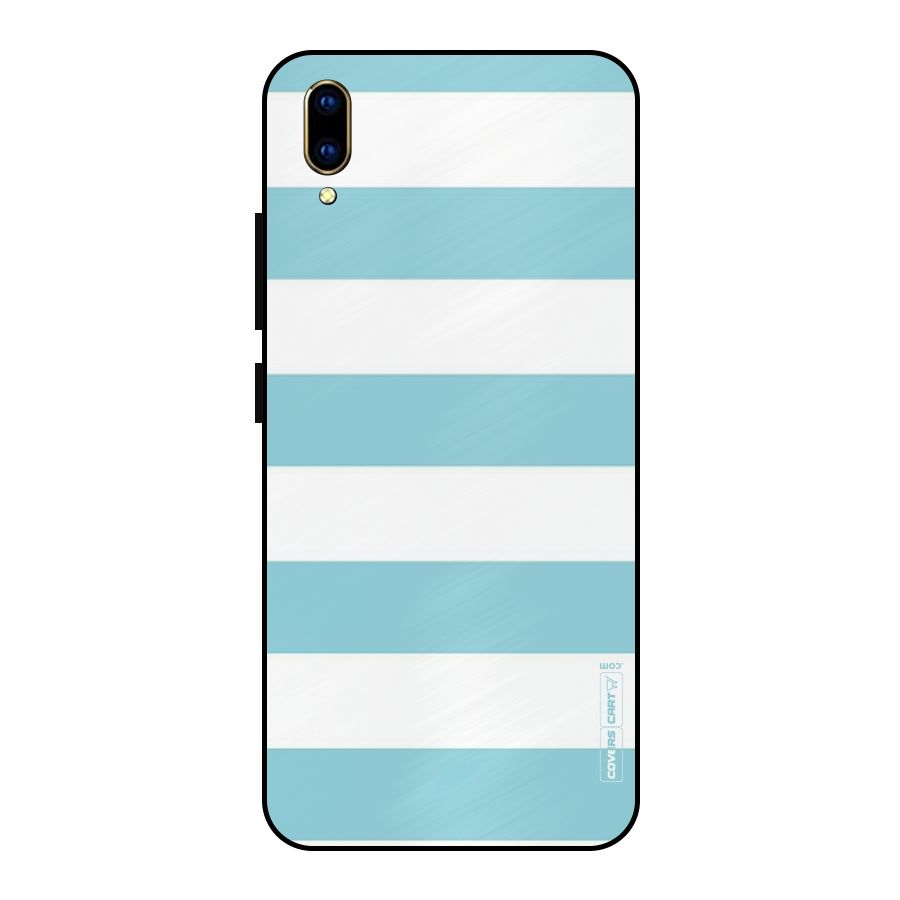Pastel Blue White Stripes Metal Back Case for Vivo V11 Pro