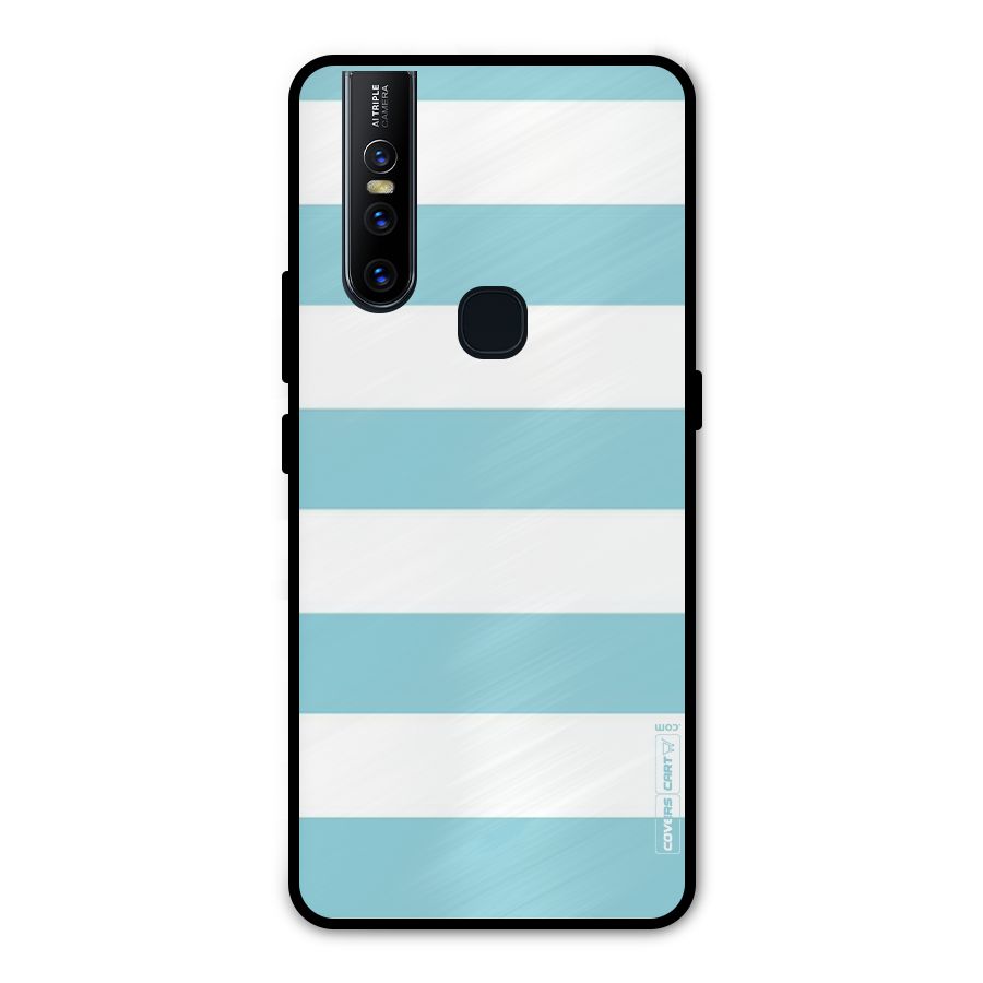 Pastel Blue White Stripes Metal Back Case for Vivo V15