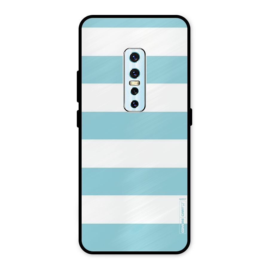 Pastel Blue White Stripes Metal Back Case for Vivo V17 Pro