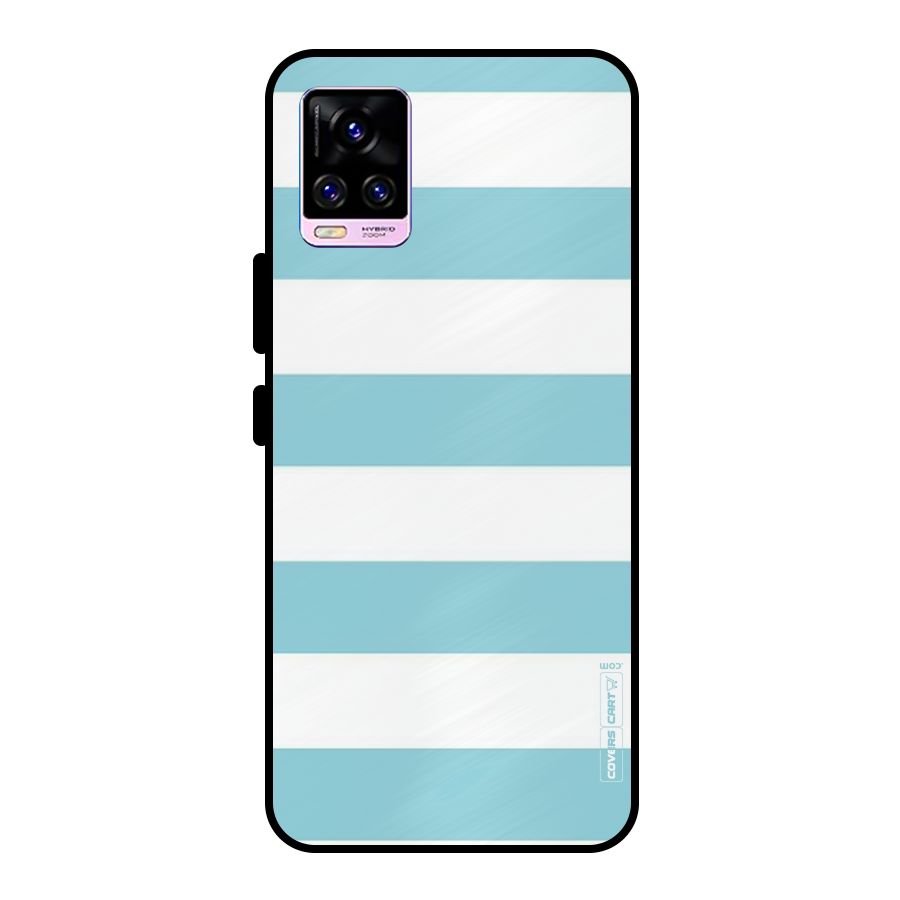 Pastel Blue White Stripes Metal Back Case for Vivo V20 Pro