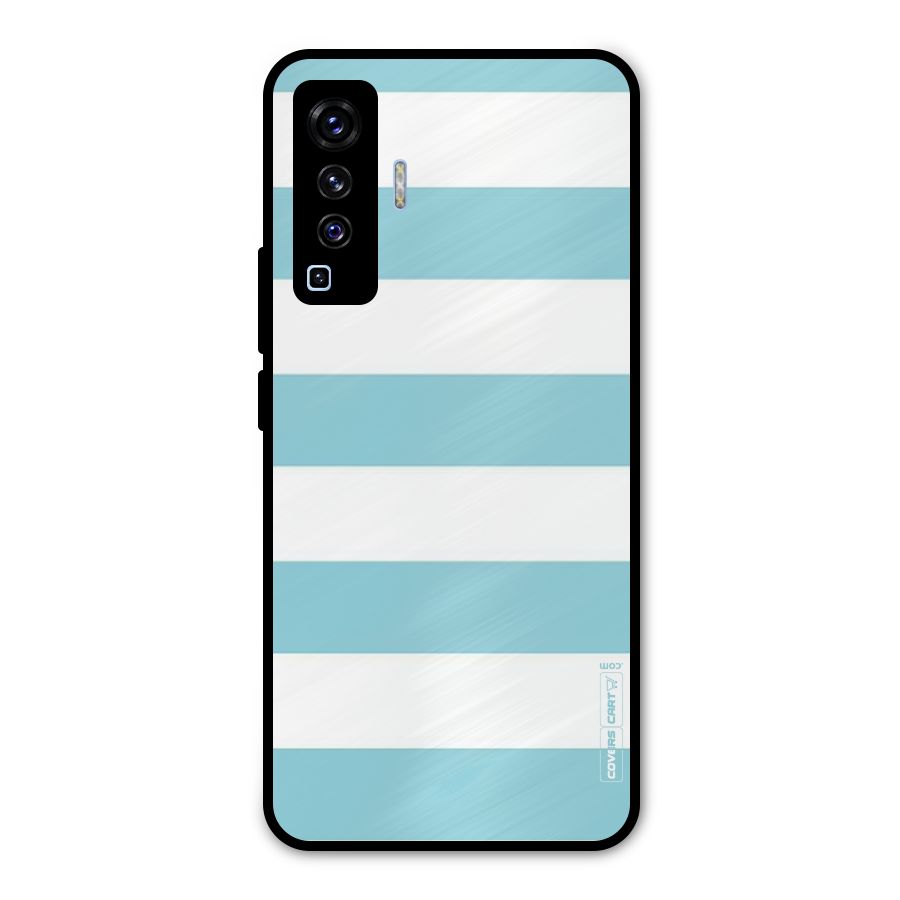 Pastel Blue White Stripes Metal Back Case for Vivo X50