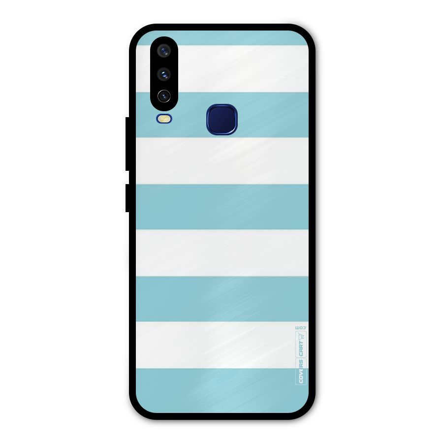Pastel Blue White Stripes Metal Back Case for Vivo Y15