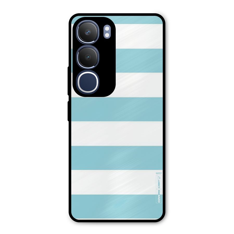Pastel Blue White Stripes Metal Back Case for Vivo Y29