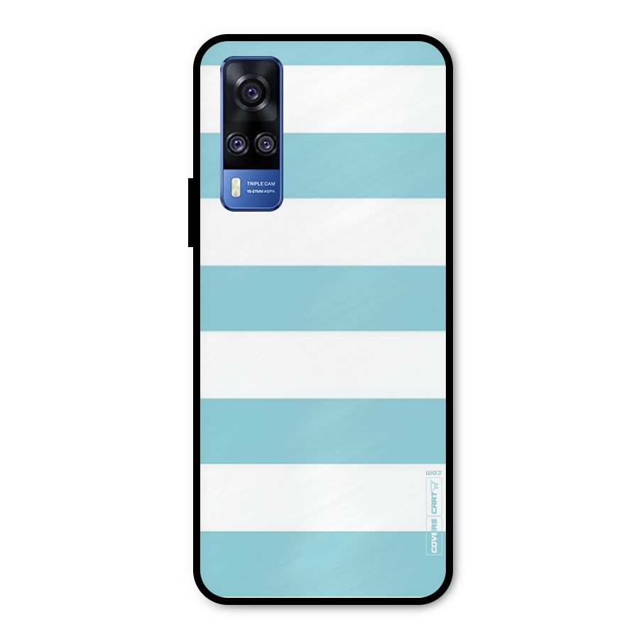 Pastel Blue White Stripes Metal Back Case for Vivo Y31