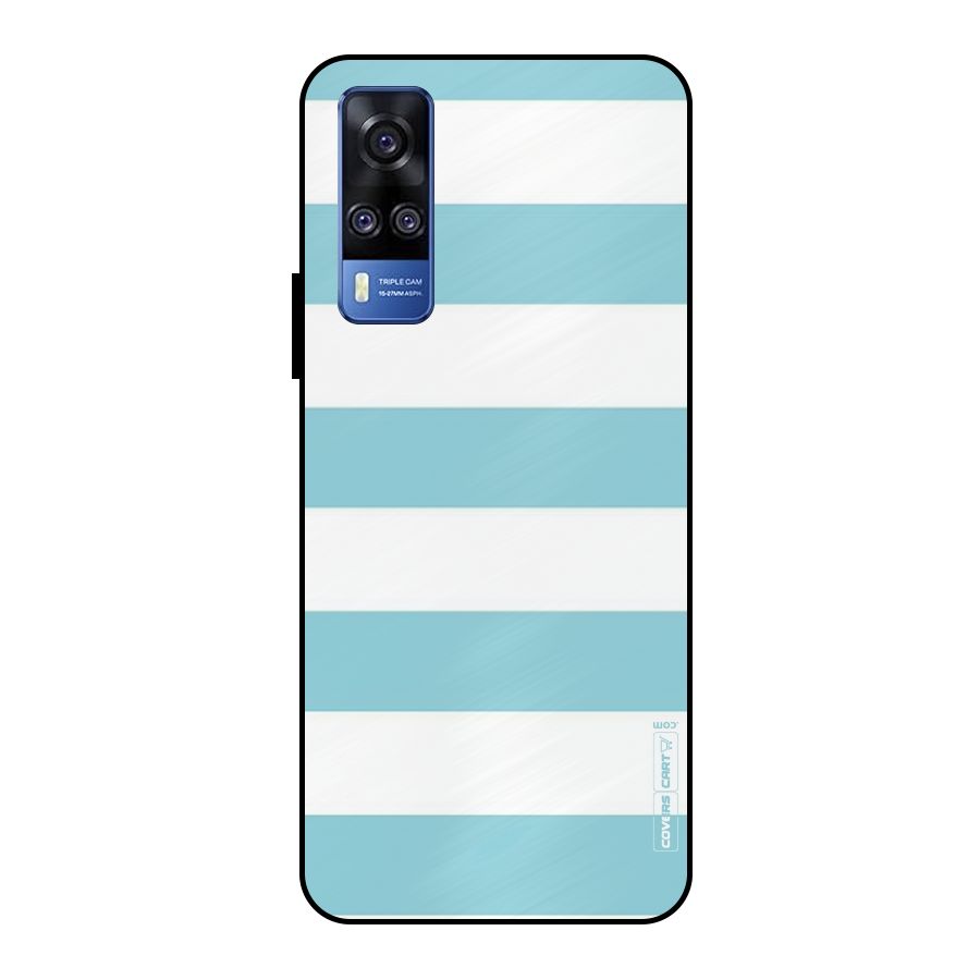 Pastel Blue White Stripes Metal Back Case for Vivo Y51
