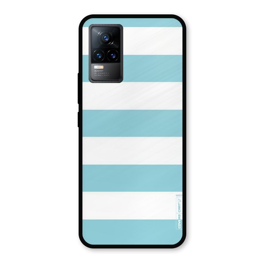 Pastel Blue White Stripes Metal Back Case for Vivo Y73