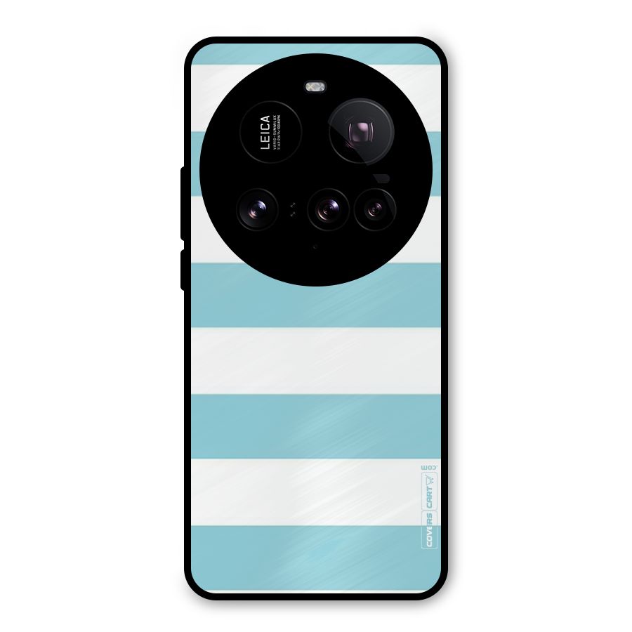 Pastel Blue White Stripes Metal Back Case for Xiaomi 15 Ultra