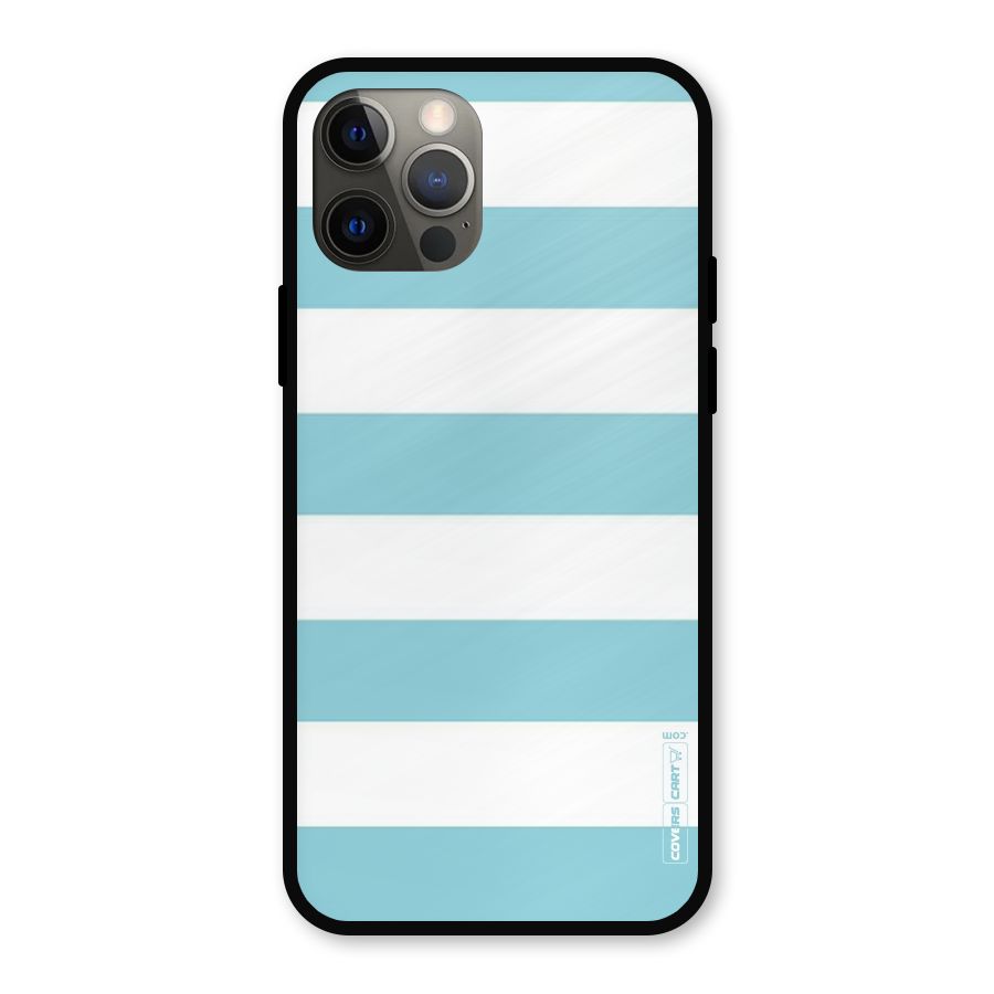 Pastel Blue White Stripes Metal Back Case for iPhone 12 Pro