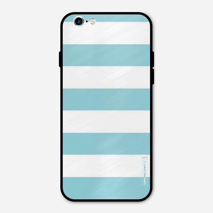 Pastel Blue White Stripes Metal Back Case for iPhone 6 6s