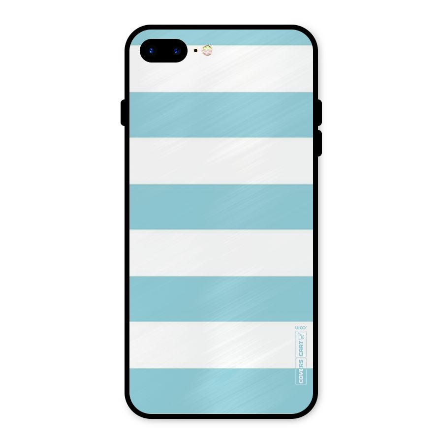 Pastel Blue White Stripes Metal Back Case for iPhone 7 Plus