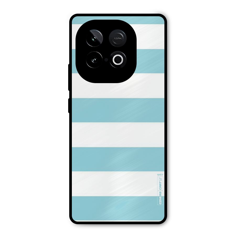 Pastel Blue White Stripes Metal Back Case for iQOO Neo 10