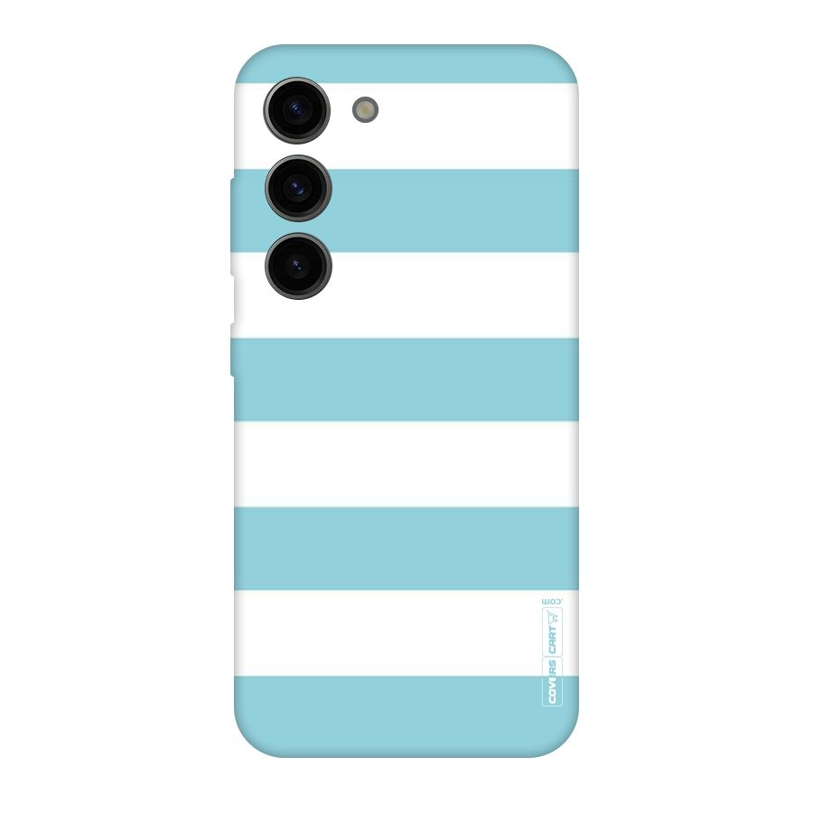 Pastel Blue White Stripes Original Polycarbonate Back Case for Galaxy S23
