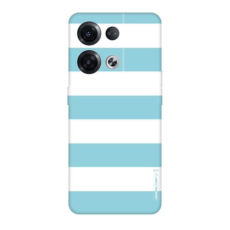 Pastel Blue White Stripes Original Polycarbonate Back Case for Oppo Reno8 Pro 5G