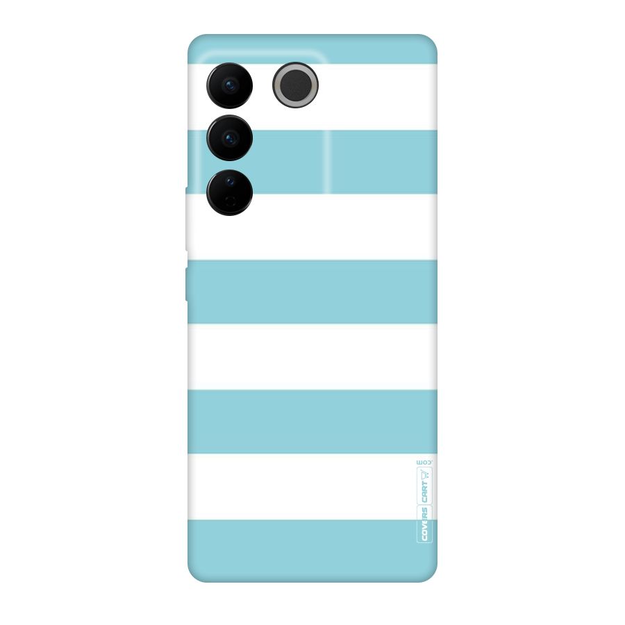 Pastel Blue White Stripes Original Polycarbonate Back Case for Vivo V27