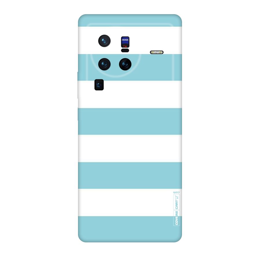 Pastel Blue White Stripes Original Polycarbonate Back Case for Vivo X80
