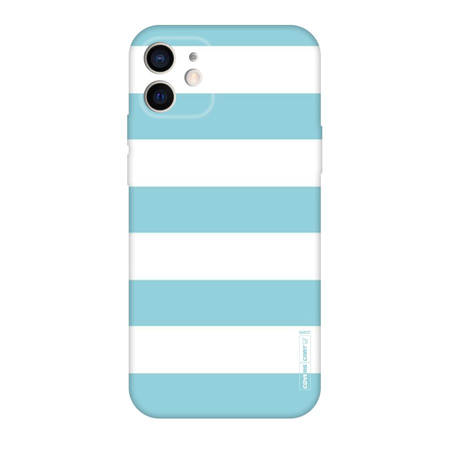 Pastel Blue White Stripes Original Polycarbonate Back Case for iPhone 12
