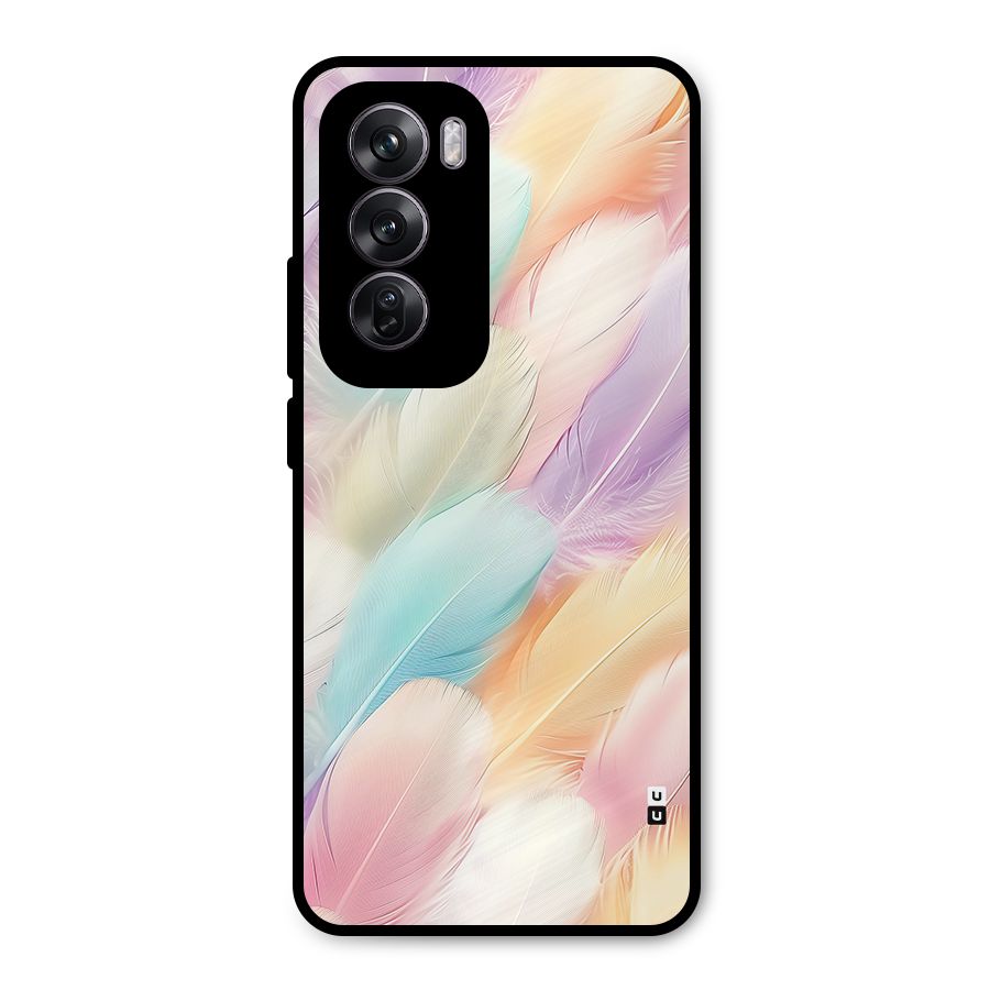 Pastel Feather Metal Back Case for Oppo Reno12 Pro