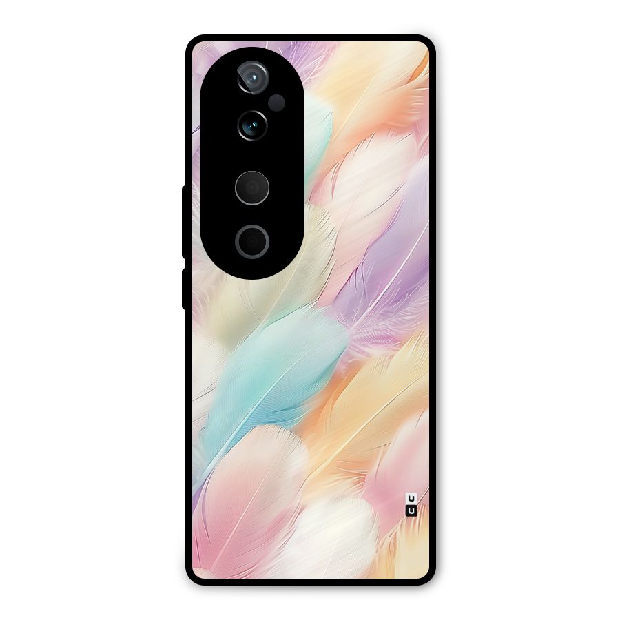 Pastel Feather Metal Back Case for Vivo T3 Ultra