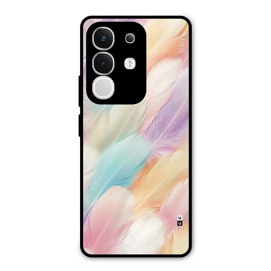 Pastel Feather Metal Back Case for Vivo T4x