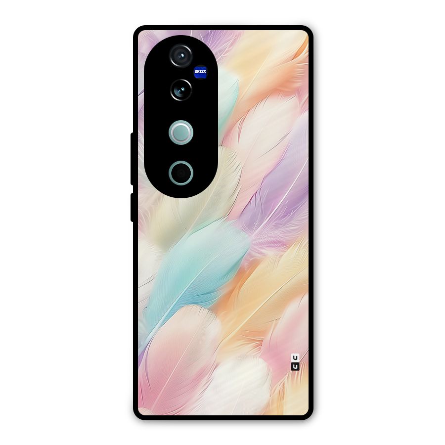 Pastel Feather Metal Back Case for Vivo V40