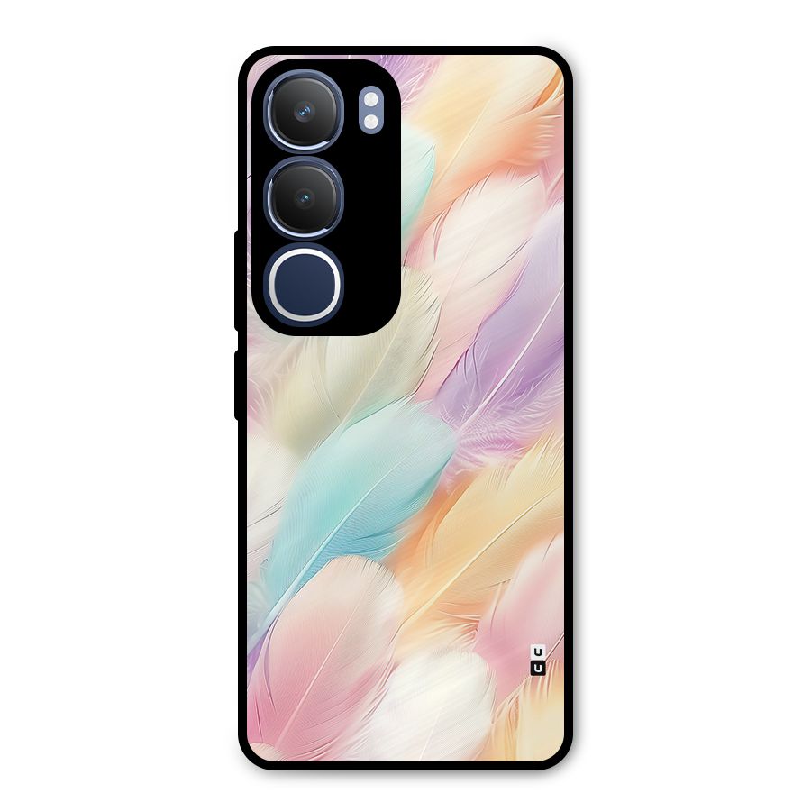Pastel Feather Metal Back Case for Vivo Y29