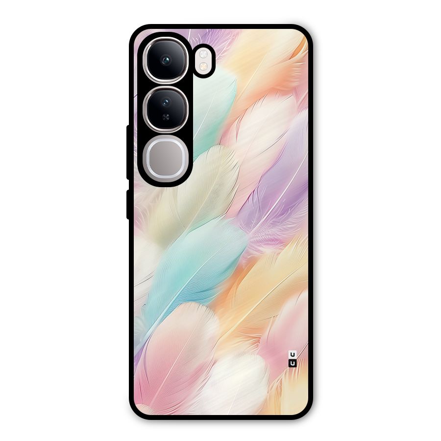 Pastel Feather Metal Back Case for Vivo Y300