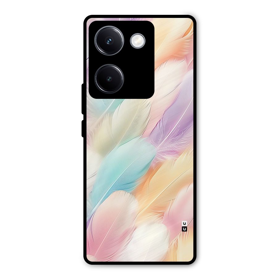 Pastel Feather Metal Back Case for Vivo Y300 Plus