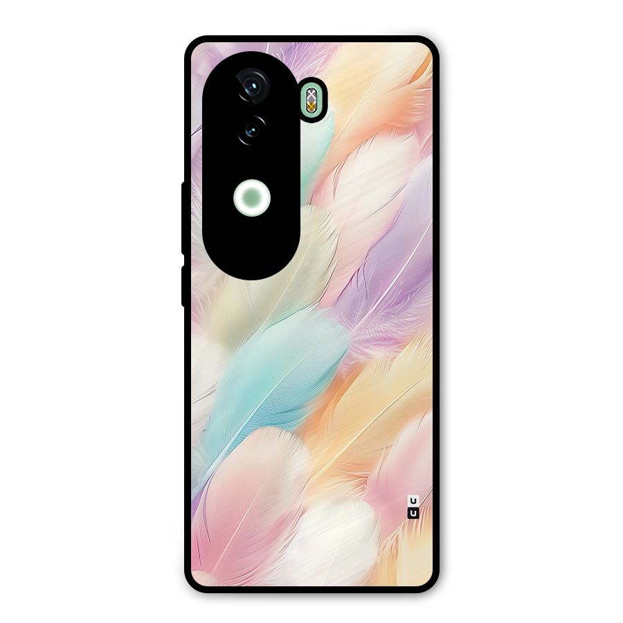 Pastel Feather Metal Back Case for iQOO Z9s
