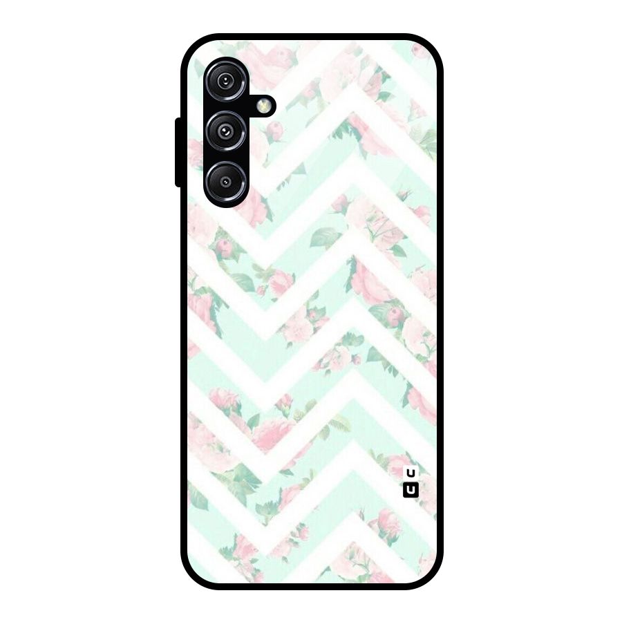 Pastel Floral Zig Zag Glass Back Case for Galaxy M34 5G