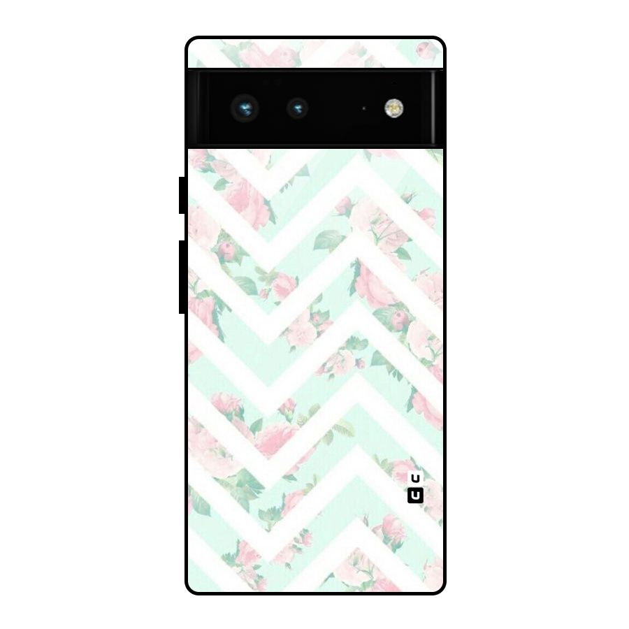 Pastel Floral Zig Zag Glass Back Case for Google Pixel 6