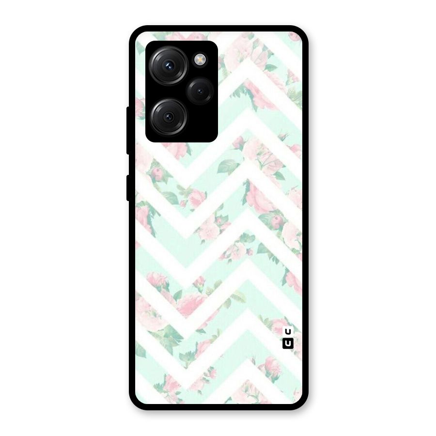 Pastel Floral Zig Zag Glass Back Case for Poco X5 Pro