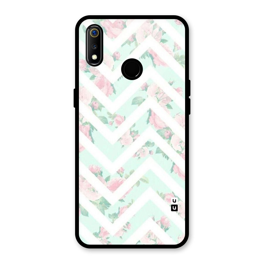Pastel Floral Zig Zag Glass Back Case for Realme 3i
