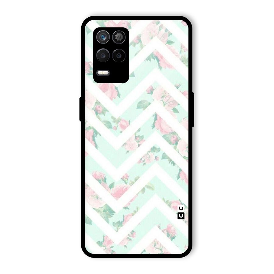 Pastel Floral Zig Zag Glass Back Case for Realme 8s 5G
