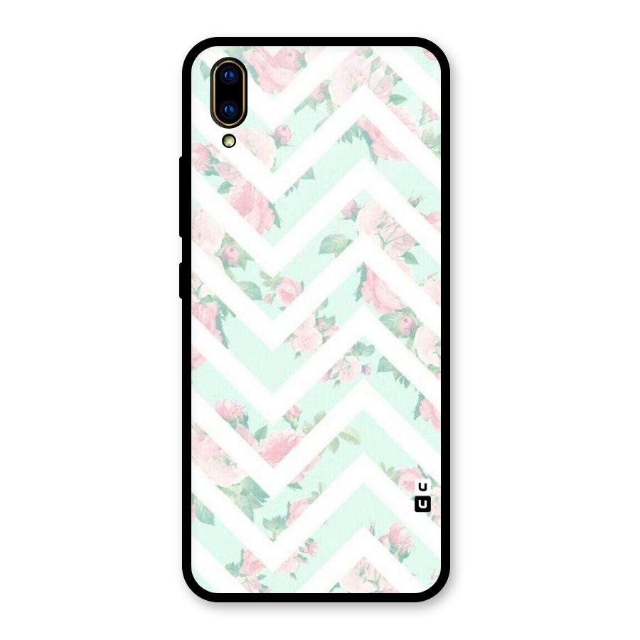 Pastel Floral Zig Zag Glass Back Case for Vivo V11 Pro