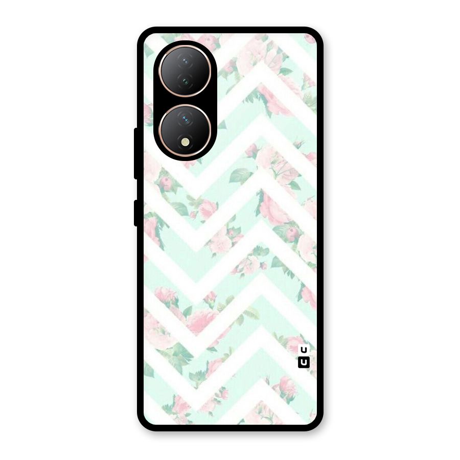 Pastel Floral Zig Zag Glass Back Case for Vivo Y100A