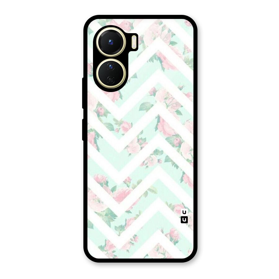 Pastel Floral Zig Zag Glass Back Case for Vivo Y16