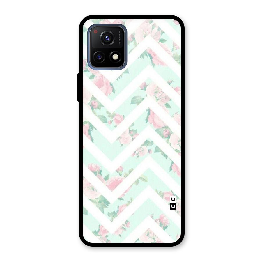 Pastel Floral Zig Zag Glass Back Case for Vivo Y72 5G