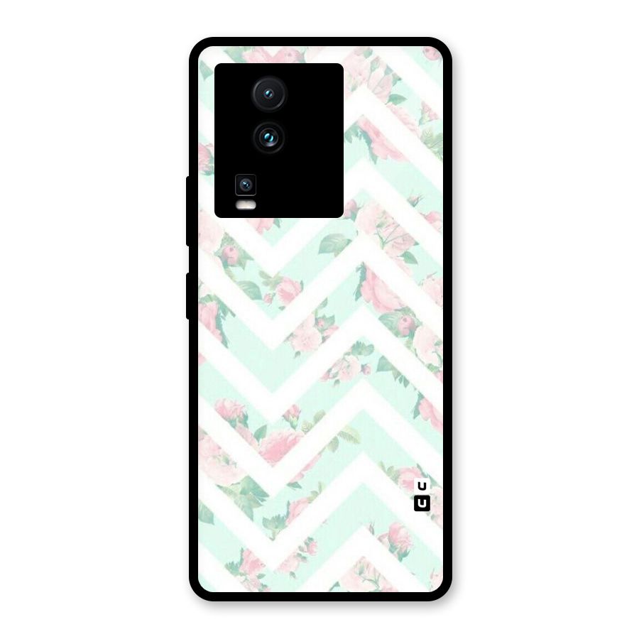 Pastel Floral Zig Zag Glass Back Case for Vivo iQOO Neo 7 Pro