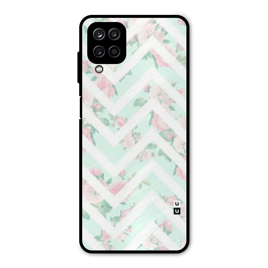 Pastel Floral Zig Zag Metal Back Case for Galaxy A12