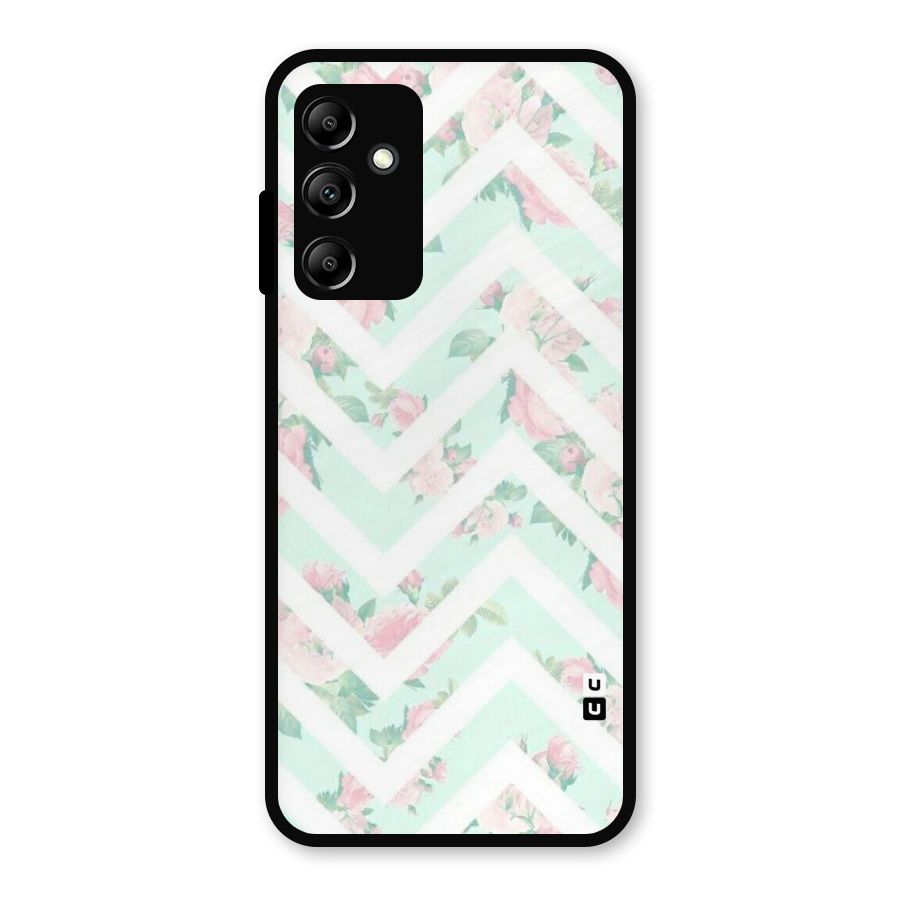 Pastel Floral Zig Zag Metal Back Case for Galaxy A14 5G