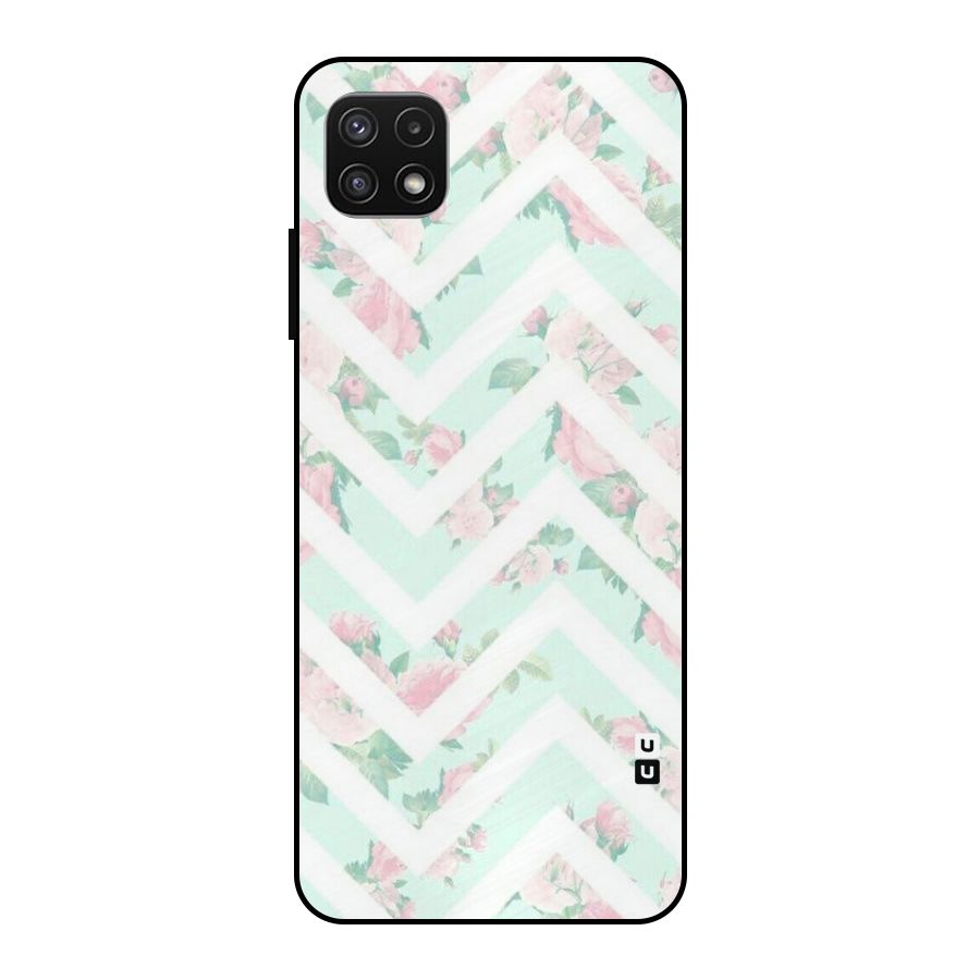 Pastel Floral Zig Zag Metal Back Case for Galaxy A22 5G