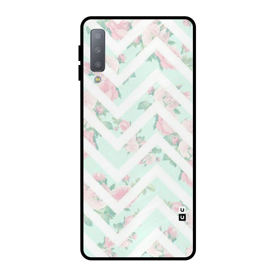 Pastel Floral Zig Zag Metal Back Case for Galaxy A7 (2018)