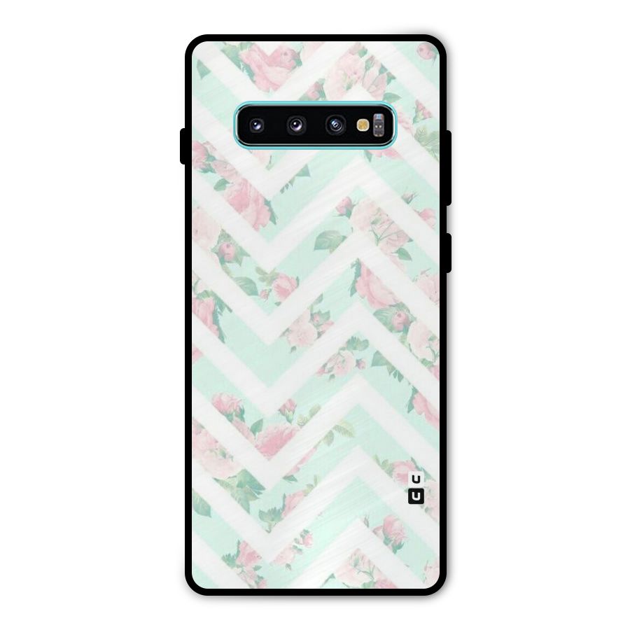 Pastel Floral Zig Zag Metal Back Case for Galaxy S10 Plus