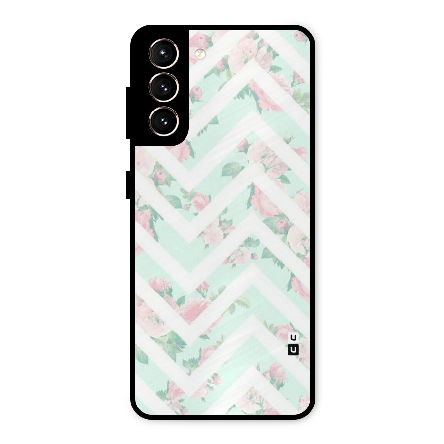 Pastel Floral Zig Zag Metal Back Case for Galaxy S21 5G