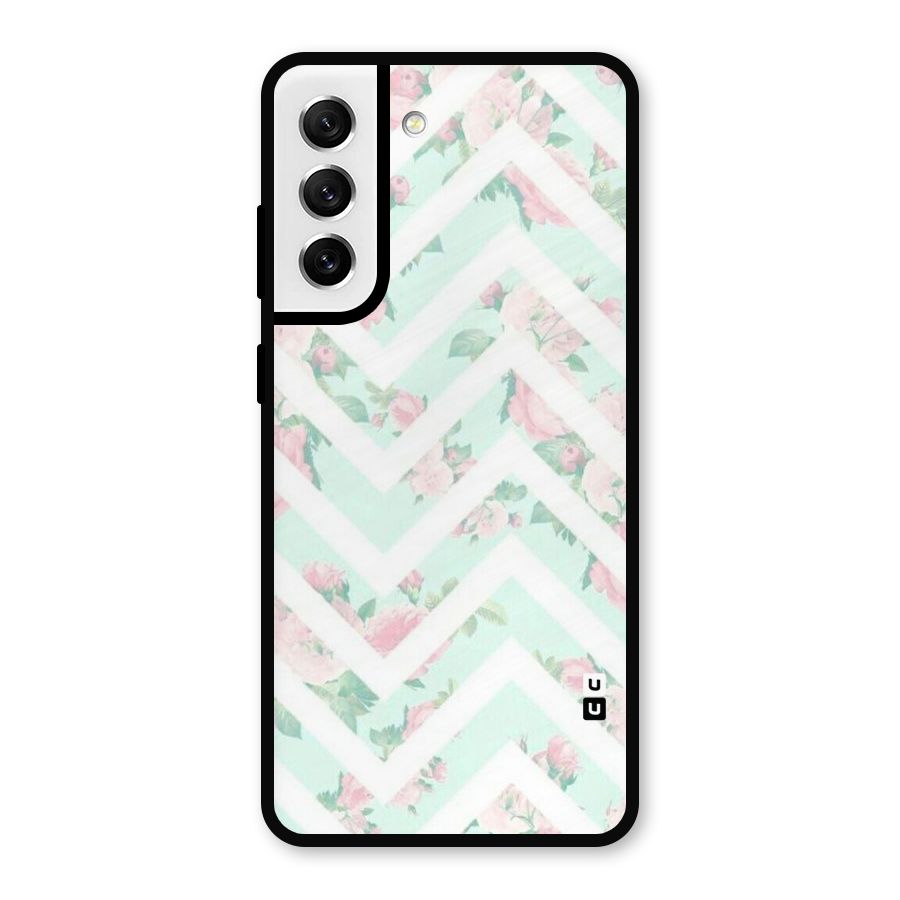 Pastel Floral Zig Zag Metal Back Case for Galaxy S21 FE 5G