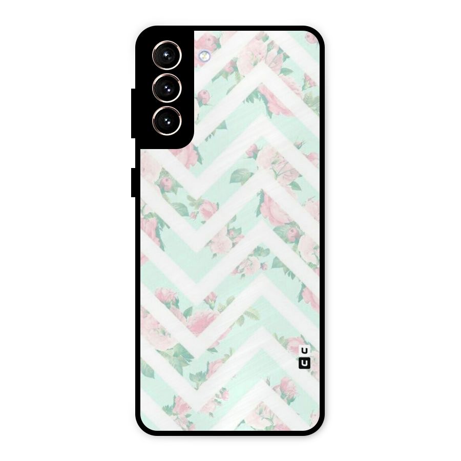 Pastel Floral Zig Zag Metal Back Case for Galaxy S21 Plus